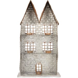 Clayre & Eef 6Y5811 Suport Lumânări Case Gri 30x13x54 cm