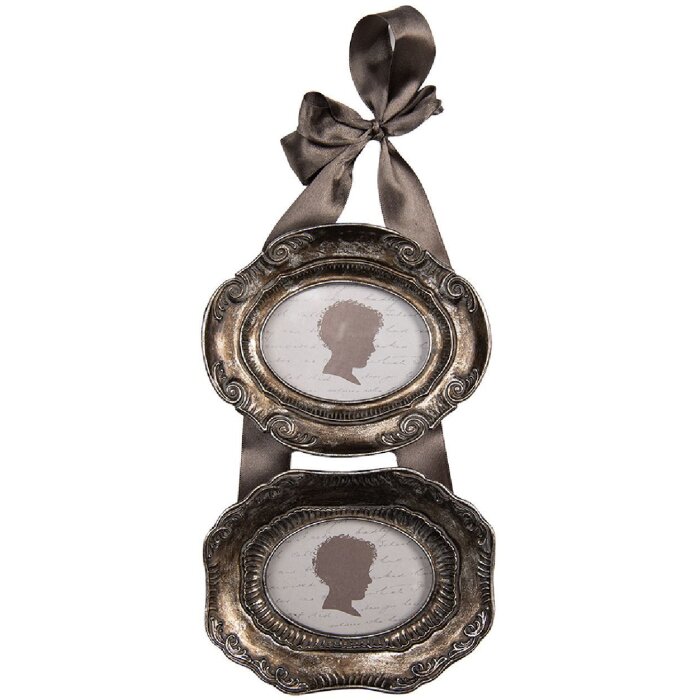 Clayre & Eef Ramă Foto Set 2 Bucăți Argintiu Maro 14x3x27/9x7 cm