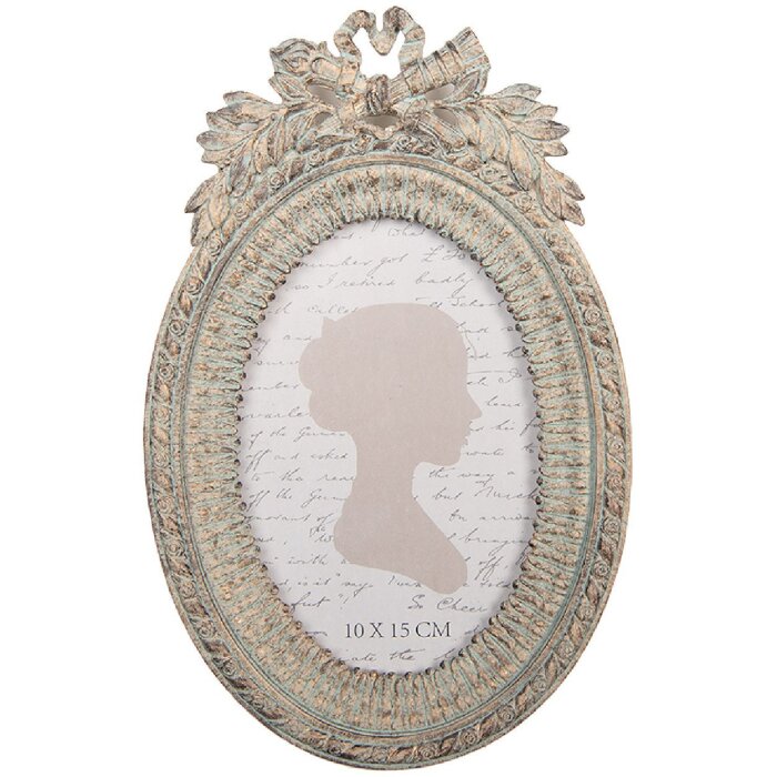 Clayre & Eef 2F1333 Fotorahmen 15x3x23 cm Beige-Grün 10x15 cm