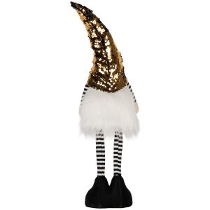 Clayre & Eef 66327 Decorațiune Gnom cu LED Auriu 8x12x56 cm