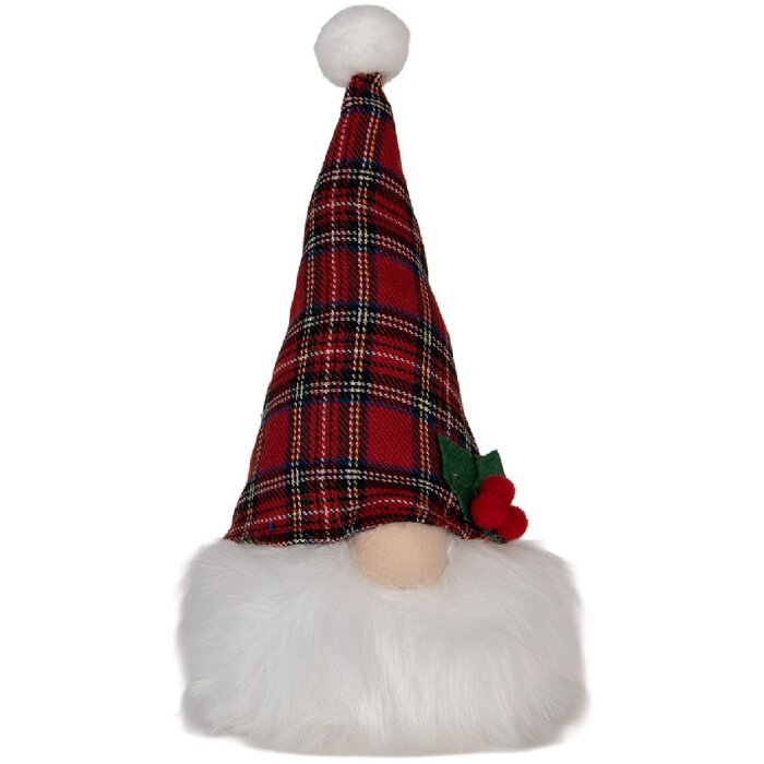 Clayre & Eef 66332 Decorațiune Gnom cu LED Roșu-Alb 10x10x25 cm