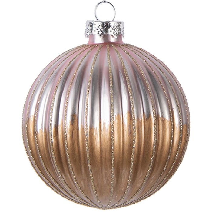 Clayre & Eef 6GL5112 Ornament Crăciun Ø 8x8 cm Maro & Roz