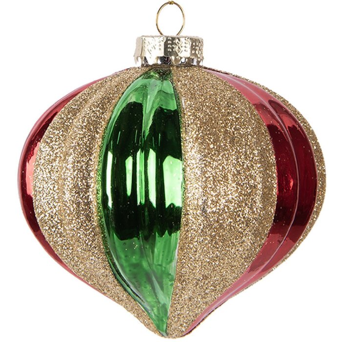 Clayre & Eef 6GL5117 Christbaumkugel Ø 10x10 cm Grün Rot