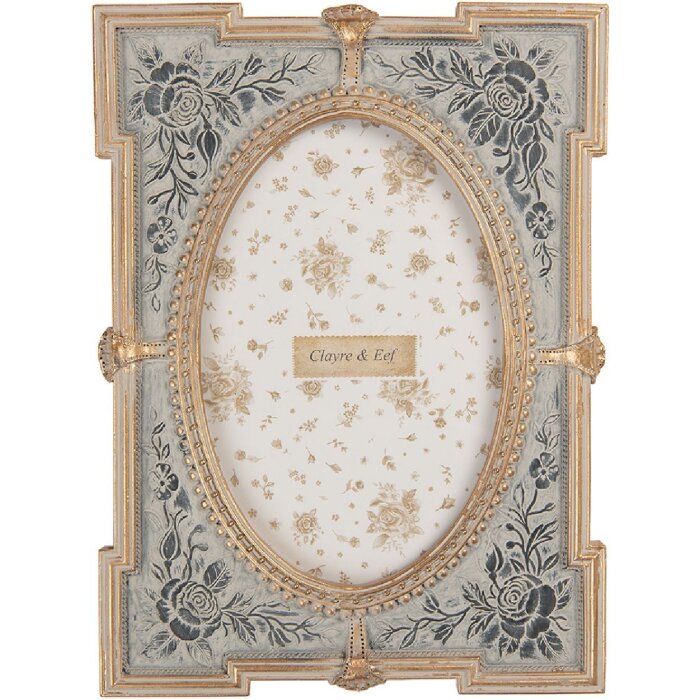 Clayre & Eef 2F1365S Ramă foto albastră și aurie 10x15 cm