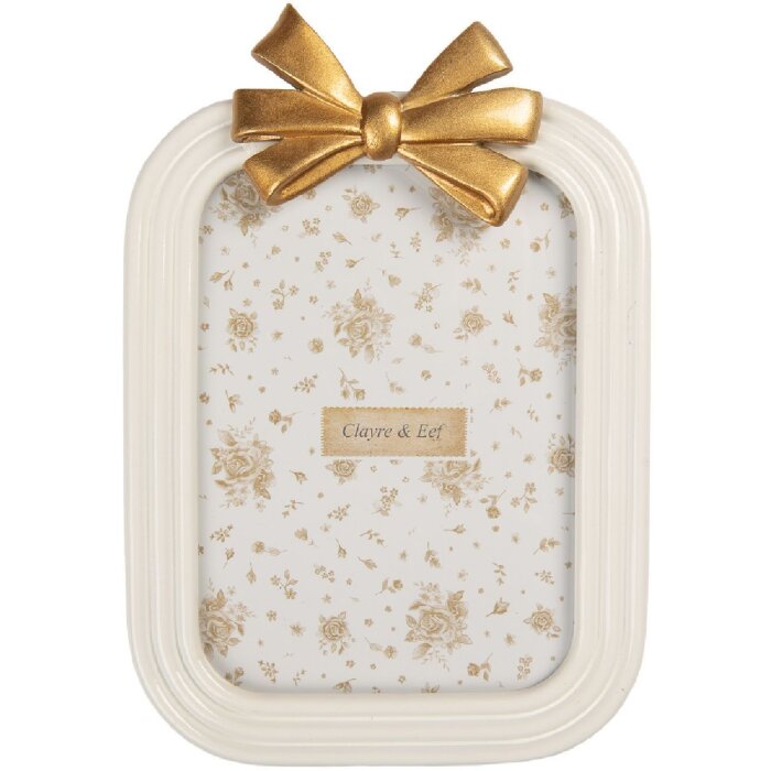 Clayre & Eef Ramă foto 17x24 cm Alb-Auriu 13x18 cm