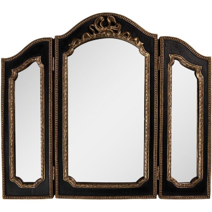 Clayre & Eef 62S317 Oglindă Negru & Auriu 38x2x34 cm