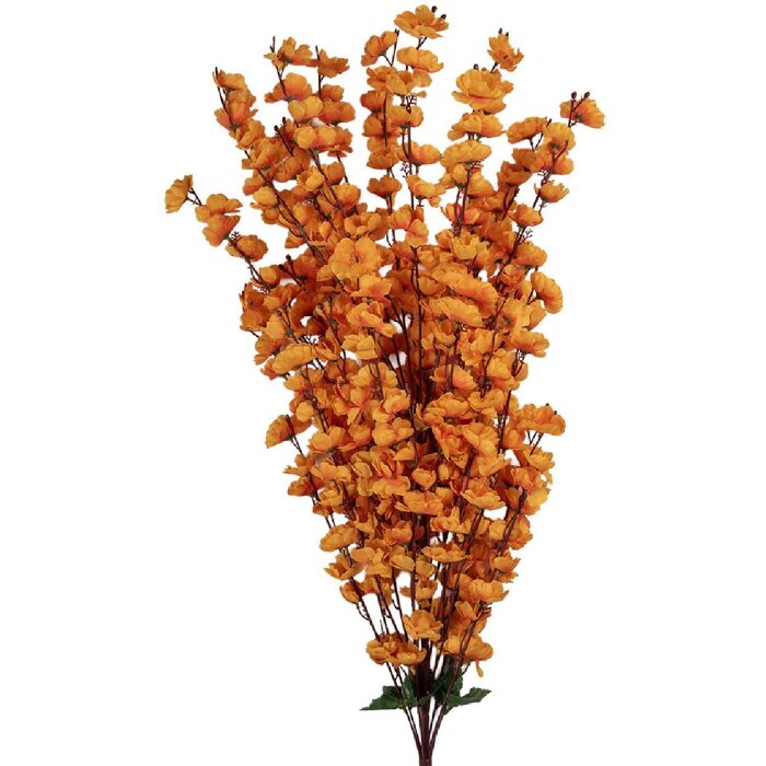 Clayre & Eef Ramură Decorativă cu Flori Portocaliu și Verde 15x10x100 cm