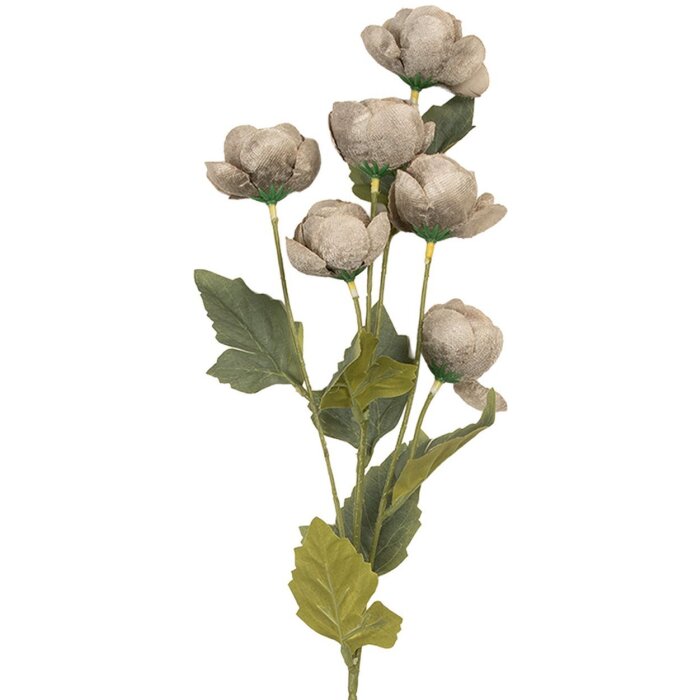 Clayre & Eef 6PL0409G Ramură decorativă cu flori gri-verde 63 cm