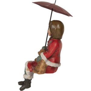 Clayre & Eef Decorațiune Copil cu Câine 10x7x19 cm Roșu Maro