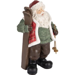 Clayre & Eef Decorațiune Moș Crăciun Verde și Maro 15x11x25 cm