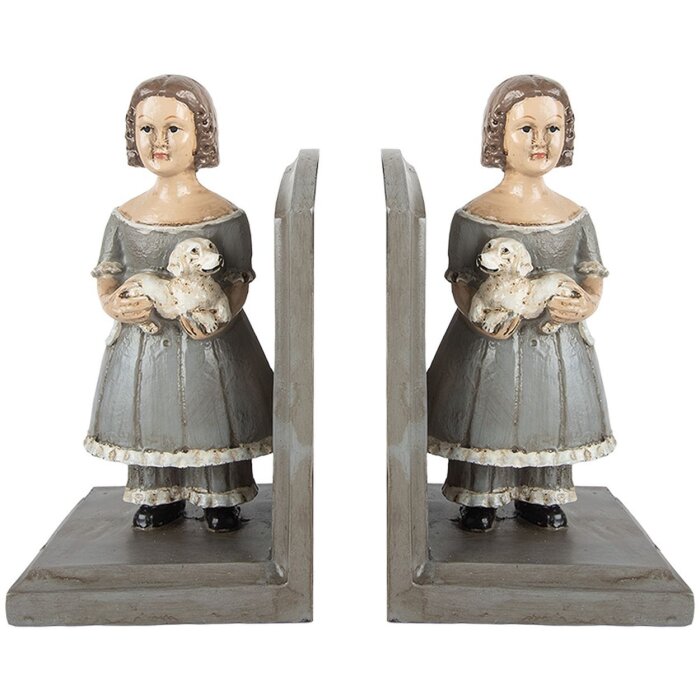 Clayre & Eef Suporturi cărți 2 buc 23x11x20 cm Gri