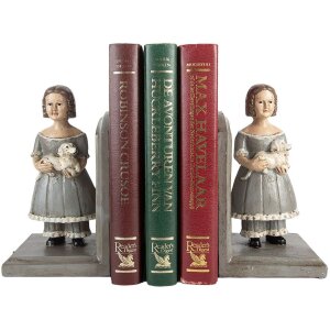 Clayre & Eef Suporturi cărți 2 buc 23x11x20 cm Gri