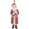 Clayre & Eef 6PR5595 Dekoration Anhänger Weihnachtsmann 4x3x11 cm Rot Weiß