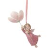 Clayre & Eef 6PR5603 Dekoration Hänger Engel 7x5x13 cm Rosa Beige