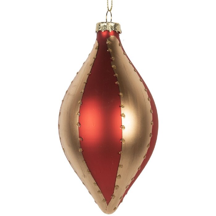 Clayre & Eef Ornament de Crăciun Ø 8x15 cm auriu-roșu