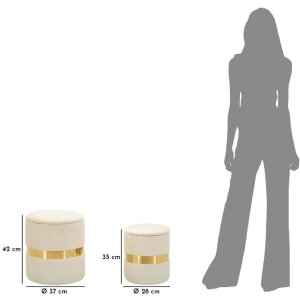 Set de 2 hocker cu spațiu de stocare Mauro Ferretti Sheffild, cremă