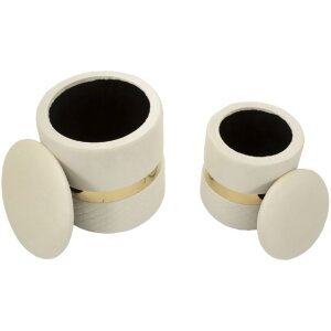 Set de 2 hocker cu spațiu de stocare Mauro Ferretti Sheffild, cremă