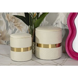 Set de 2 hocker cu spațiu de stocare Mauro Ferretti Sheffild, cremă