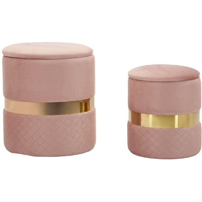 Mauro Ferretti Sitzhocker 2 teilig Set Sheffild Ø 37x42 Ø 28x35 cm rosa