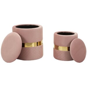 Mauro Ferretti Sitzhocker 2 teilig Set Sheffild Ø 37x42 Ø 28x35 cm rosa