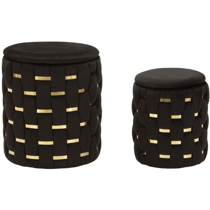 Set de 2 scaune Shanty cu spațiu de depozitare, negru, Mauro Ferretti