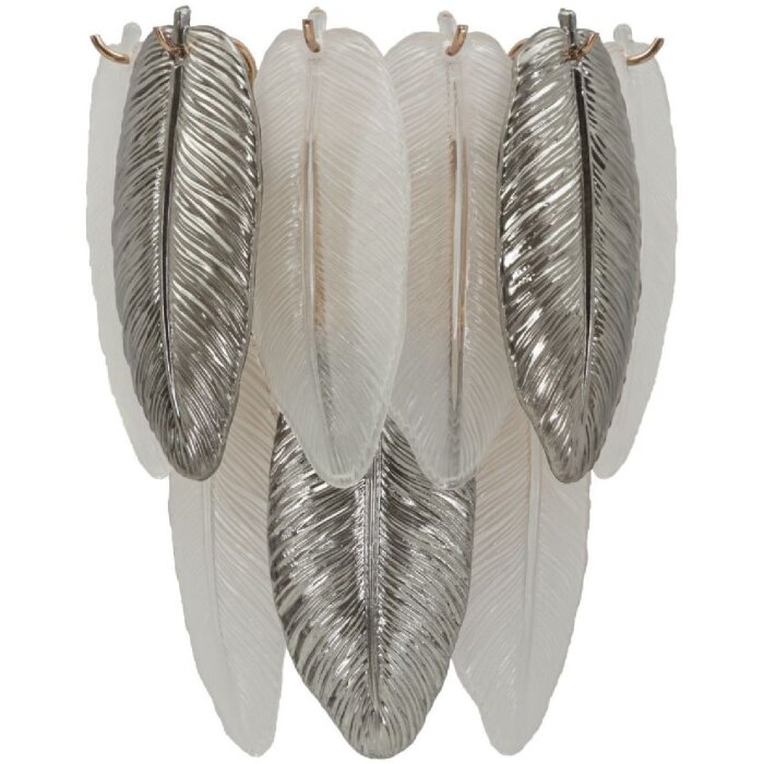 Mauro Ferretti Leafy - Lampă de perete argintiu-alb, sticlă și fier, 3xE14