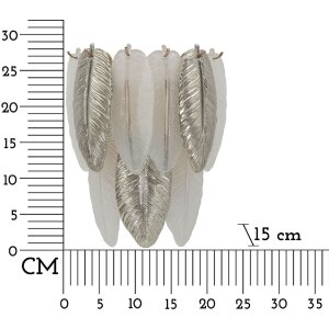 Mauro Ferretti Leafy - Lampă de perete argintiu-alb, sticlă și fier, 3xE14
