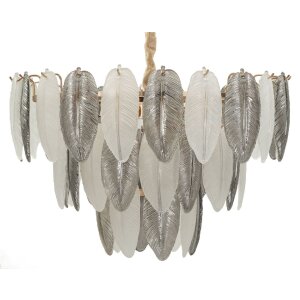 Mauro Ferretti Deckenleuchte Leafy Glas Eisen multicolor Ø 60x40-87 cm 9xE14