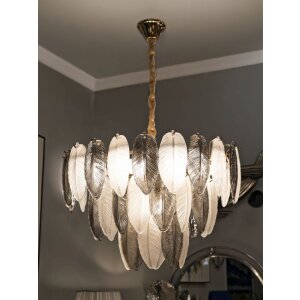 Mauro Ferretti Deckenleuchte Leafy Glas Eisen multicolor Ø 60x40-87 cm 9xE14