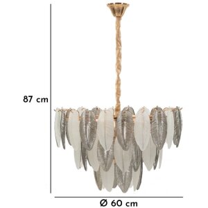 Mauro Ferretti Deckenleuchte Leafy Glas Eisen multicolor Ø 60x40-87 cm 9xE14