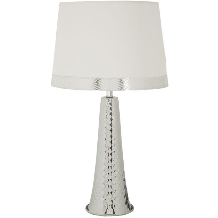 Mauro Ferretti Tischleuchte Tower Eisen Stoff silber weiß Ø 30x54 cm E27