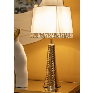 Mauro Ferretti Tischleuchte Tower Eisen Stoff gold weiß Ø 30x54 cm E27