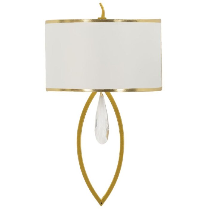 Mauro Ferretti Wandleuchte Vienna Eisen Stoff gold weiß 26x15x50 cm E14