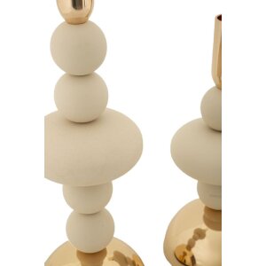 Mauro Ferretti Kerzenhalter Galaxy creme – 2er-Set Ø 10x22 cm und Ø 10x30 cm