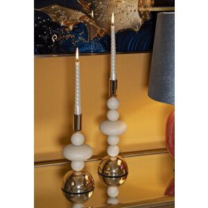 Mauro Ferretti Kerzenhalter Galaxy creme – 2er-Set Ø 10x22 cm und Ø 10x30 cm