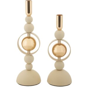 Mauro Ferretti Kerzenhalter Saturn creme – 2er-Set...