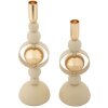 Mauro Ferretti Kerzenhalter Saturn creme – 2er-Set Ø 10x27 cm und Ø 10x33 cm