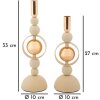 Mauro Ferretti Kerzenhalter Saturn creme – 2er-Set Ø 10x27 cm und Ø 10x33 cm