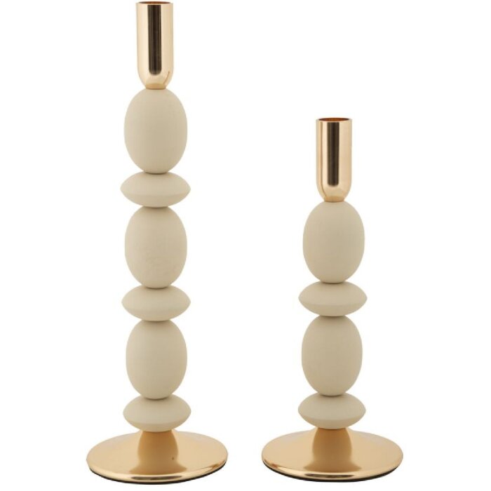 Mauro Ferretti Kerzenhalter Shuttle creme – 2er-Set Ø 10x25 cm und Ø 10x33,5 cm