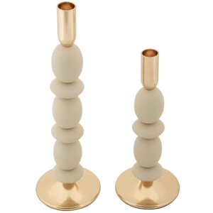 Mauro Ferretti Kerzenhalter Shuttle creme – 2er-Set Ø 10x25 cm und Ø 10x33,5 cm