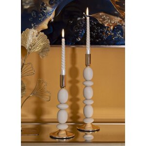 Mauro Ferretti Kerzenhalter Shuttle creme – 2er-Set Ø 10x25 cm und Ø 10x33,5 cm