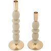 Mauro Ferretti Kerzenhalter Shuttle creme – 2er-Set Ø 10x25 cm und Ø 10x33,5 cm