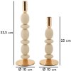 Mauro Ferretti Kerzenhalter Shuttle creme – 2er-Set Ø 10x25 cm und Ø 10x33,5 cm