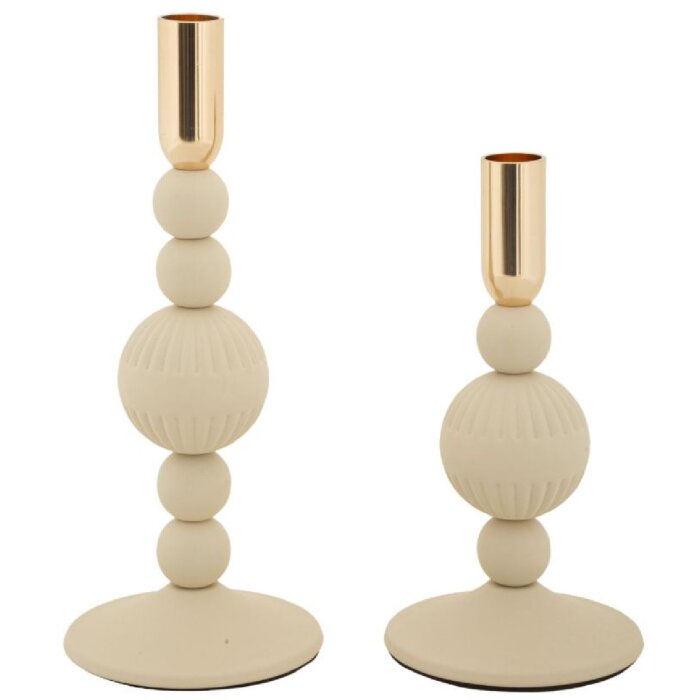 Mauro Ferretti Kerzenhalter Aster creme – 2er-Set Ø 10x20 cm und Ø 10x25,5 cm
