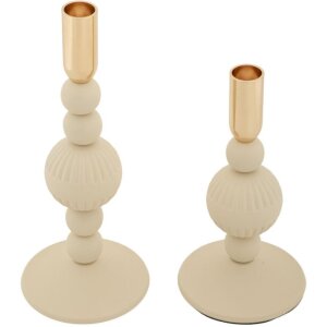 Mauro Ferretti Kerzenhalter Aster creme – 2er-Set Ø 10x20 cm und Ø 10x25,5 cm