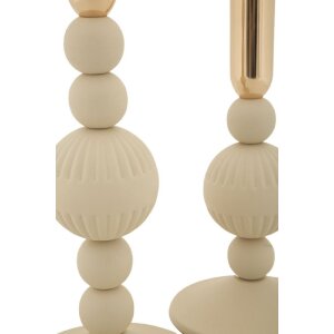 Mauro Ferretti Kerzenhalter Aster creme – 2er-Set Ø 10x20 cm und Ø 10x25,5 cm