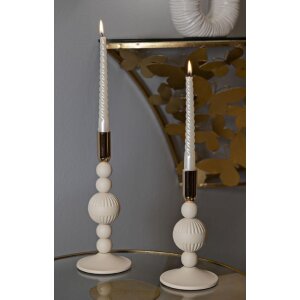 Mauro Ferretti Kerzenhalter Aster creme – 2er-Set Ø 10x20 cm und Ø 10x25,5 cm