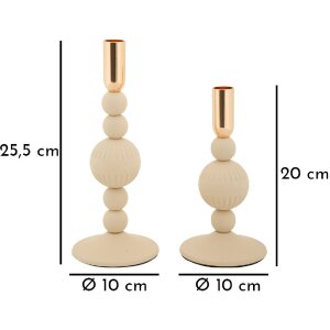 Mauro Ferretti Kerzenhalter Aster creme – 2er-Set Ø 10x20 cm und Ø 10x25,5 cm
