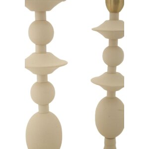 Mauro Ferretti Kerzenhalter Gemini creme – 2er-Set Ø 10x29 cm und Ø 10x33 cm