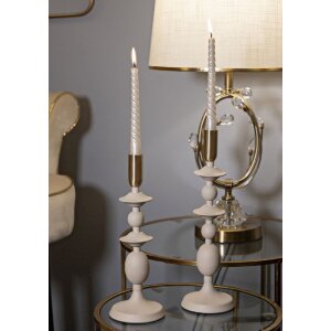 Mauro Ferretti Kerzenhalter Gemini creme – 2er-Set Ø 10x29 cm und Ø 10x33 cm